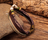 Surfer Peace Men's Multilayer Friendship Bracelet Handcraft Wood Beads