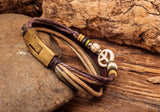 Surfer Peace Men's Multilayer Friendship Bracelet Handcraft Wood Beads