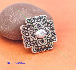 10Pcs Light Green Western Silver Cross Concho Shank Buttton