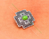 10Pcs Light Green Western Silver Cross Concho Shank Buttton