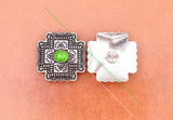 10Pcs Light Green Western Silver Cross Concho Shank Buttton