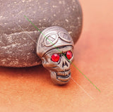 10Pcs Western Biker Silver Skull Concho With Rhinestone Eyes