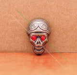 10Pcs Western Biker Silver Skull Concho With Rhinestone Eyes