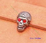 10Pcs Western Biker Silver Skull Concho With Rhinestone Eyes