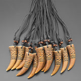 12pcs Boy Men's Wolf Tooth Charms Pendants Necklace MN334