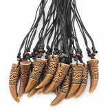 12pcs Boy Men's Wolf Tooth Charms Pendants Necklace MN334