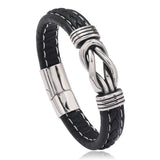2Pcs Punk Men's Hand-woven Leather Magnetic Bracelet