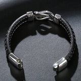 2Pcs Punk Men's Hand-woven Leather Magnetic Bracelet