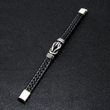 2Pcs Punk Men's Hand-woven Leather Magnetic Bracelet