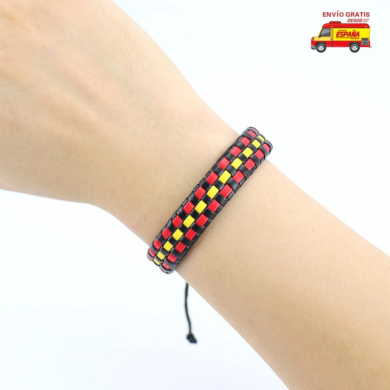 Spain Flag Eco Leather Bracelets Unisex Accessories Bangles