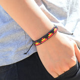 Adjustable Leather Spain Flag Bracelet Lot 6-36 Pieces