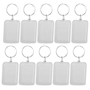 10Pcs Rectangle Photo Frame Keyring 3.3x5cm