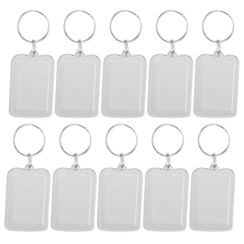 10Pcs Rectangle Photo Frame Keyring 3.3x5cm