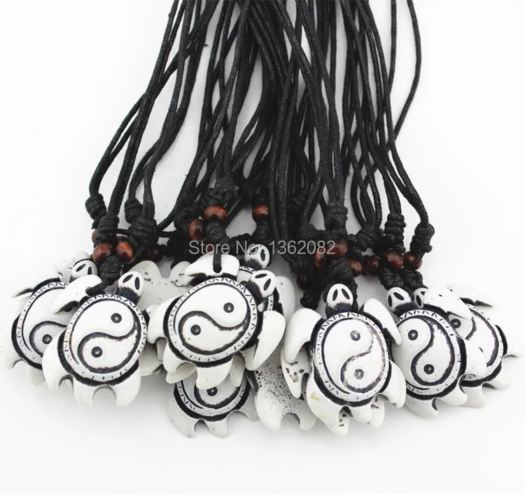 12PCS Tai Chi Yin Yang Turtles Pendant Necklace Amulet MN433