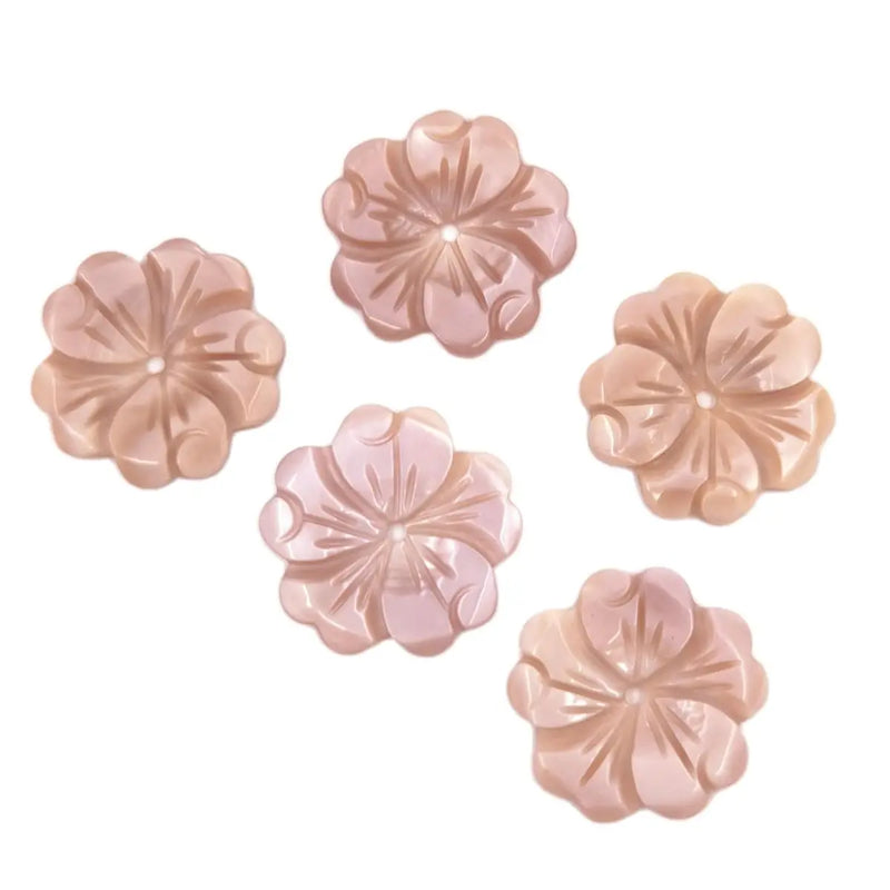 5 PCS Natural Queen Conch Shell Flower Charms 20mm DIY Bead
