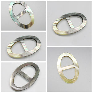 5pcs Beauty Scarf Ring Buckle Shell 1.2x1.7in Beige