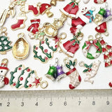 Mixed Christmas Pendant Metal Enamel Charms Ornaments Beads Xmas Tree Pendants