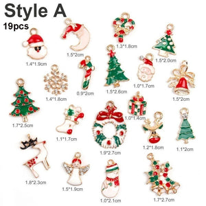 Mixed Christmas Pendant Metal Enamel Charms Ornaments Beads Xmas Tree Pendants
