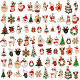 Mixed Christmas Pendant Metal Enamel Charms Ornaments Beads Xmas Tree Pendants