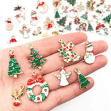 Mixed Christmas Pendant Metal Enamel Charms Ornaments Beads Xmas Tree Pendants