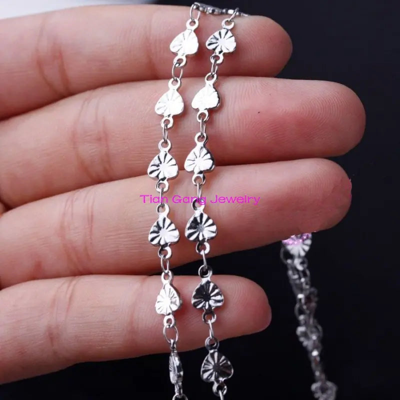 5m Stainless Steel 5mm Girls Heart Chain Link DIY Jewelry