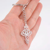Lotus Flower Key Chain Stainless Steel Pendant Symbolizes Life & Prosperity
