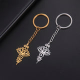 Lotus Flower Key Chain Stainless Steel Pendant Symbolizes Life & Prosperity