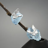 Butterfly Stud Earrings 925 Sterling Silver Women's Jewelry