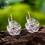 925 Silver Flower in the Rain Dangle Earrings