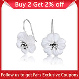 925 Silver Flower in the Rain Dangle Earrings