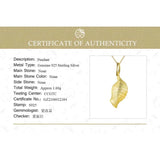 Vintage 18K Autumn Long Leaves Pendant Necklace for Women