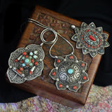 Handcrafted Turquoise Red Gemstone Old Pendant