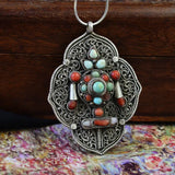 Handcrafted Turquoise Red Gemstone Old Pendant