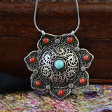 Handcrafted Turquoise Red Gemstone Old Pendant