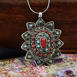 Handcrafted Turquoise Red Gemstone Old Pendant