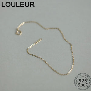 LouLeur 14K 925 Sterling Silver Bracelets Thin Chain Bracelets For Women