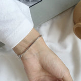 925 Sterling Silver Box Chain Bracelet Women's Fine Jewelry
