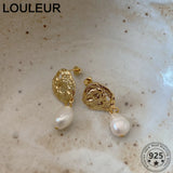 Baroque Pearl Drop Earrings 925 Sterling Silver for Women