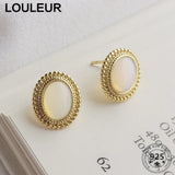 LouLeur 925 Silver Glass Earrings Geometry Studs For Women