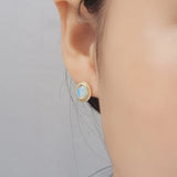 LouLeur 925 Silver Glass Earrings Geometry Studs For Women