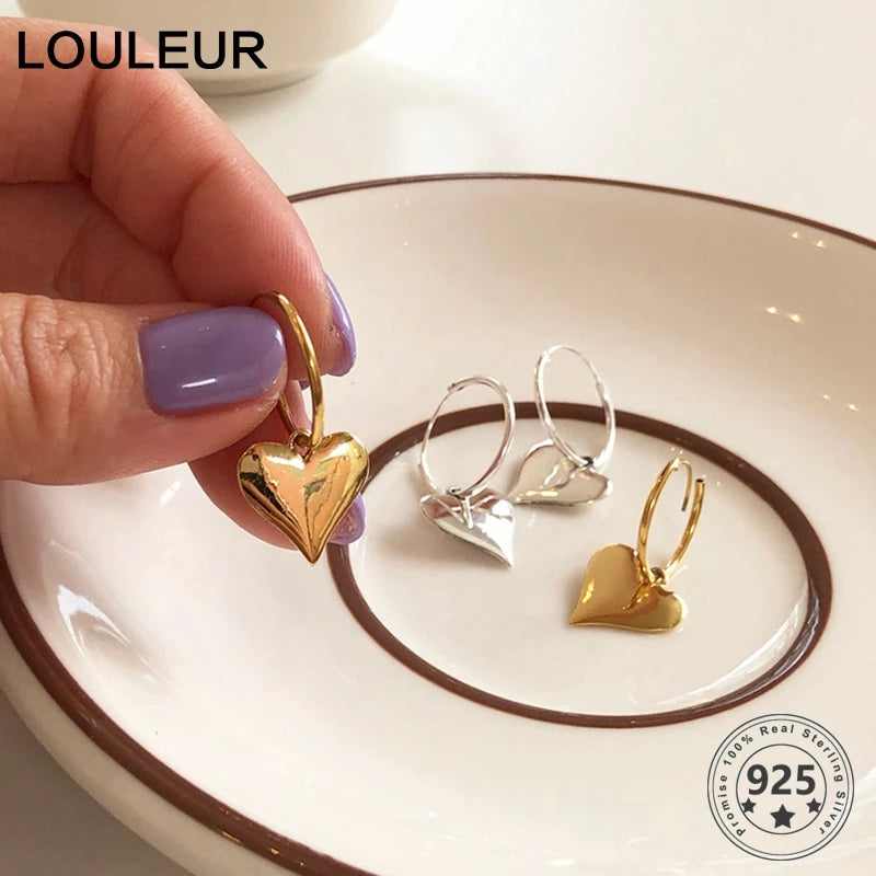 LouLeur 925 Sterling Silver Heart Hoop Earrings