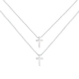LouLeur 925 Silver Double Layer Cross Pendant Necklace