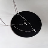LouLeur 925 Silver Double Layer Cross Pendant Necklace