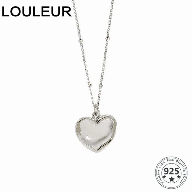 LouLeur 925 Silver Necklace with Golden Heart Pendant