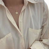 LouLeur 925 Silver Necklace Moon Star Round Pendant Women's Jewelry