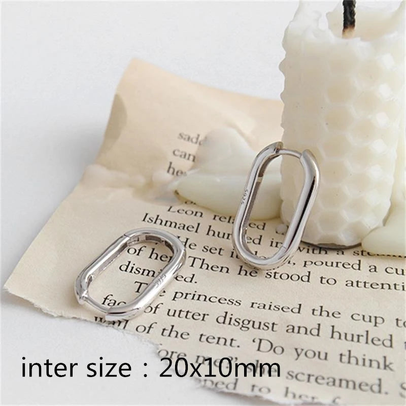 LouLeur 925 Silver U Oval Earrings Vintage Geometric Creative Wild Earrings