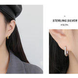 LouLeur 925 Silver U Oval Earrings Vintage Geometric Creative Wild Earrings