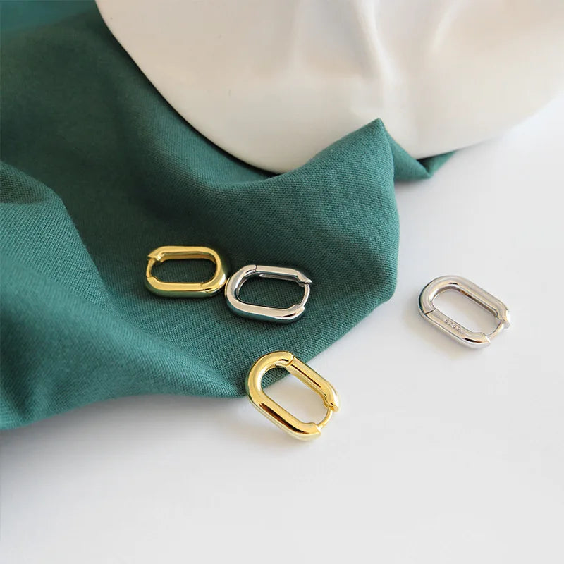 LouLeur 925 Silver U Oval Earrings Vintage Geometric Creative Wild Earrings