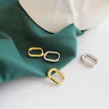 LouLeur 925 Silver U Oval Earrings Vintage Geometric Creative Wild Earrings