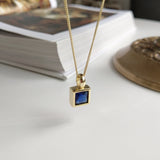 925 Silver Square Zircon Pendant Necklace Women